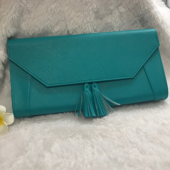 Handbags - 2/$20 Turquoise tassel clutch